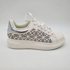 Midnight Velvet Womens Sneakers White Geometric Low Top Lace Up EUR‎ 41